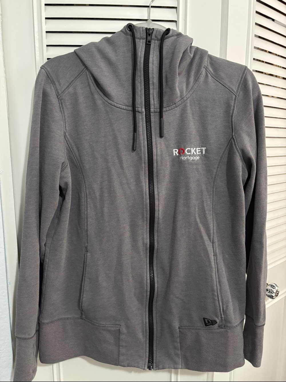 New Era Charcoal Gray Full-Zip Hoodie with Rocket Mortgage Logo